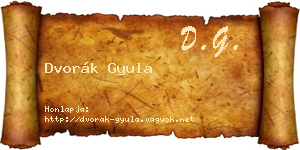 Dvorák Gyula névjegykártya